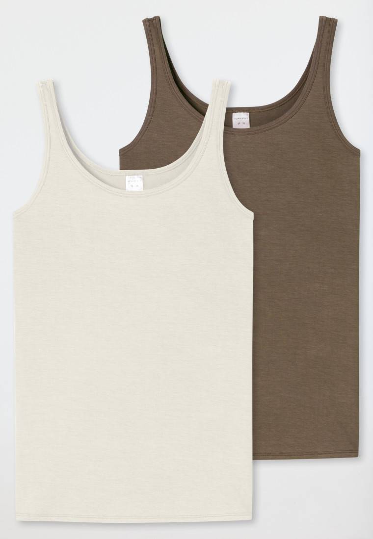 Schiesser Trägertops 2er-Pack beige/taupe - Modal Essentials Fabrikverkauf