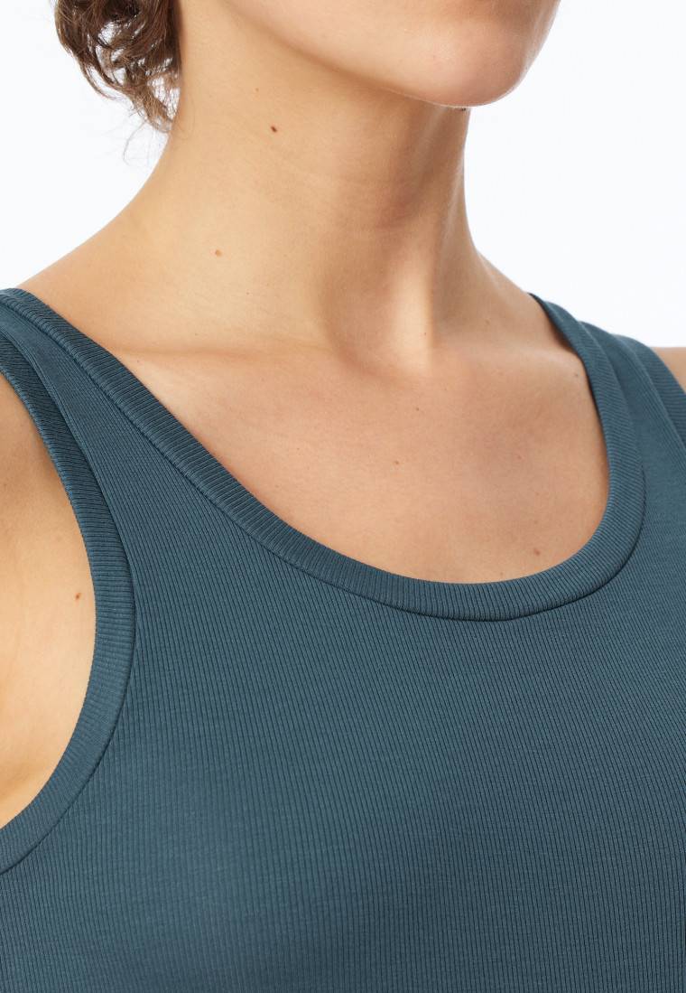 Schiesser Tanktop Doppelripp Organic Cotton jeansblau - Pure Rib Fabrik Onlineshop