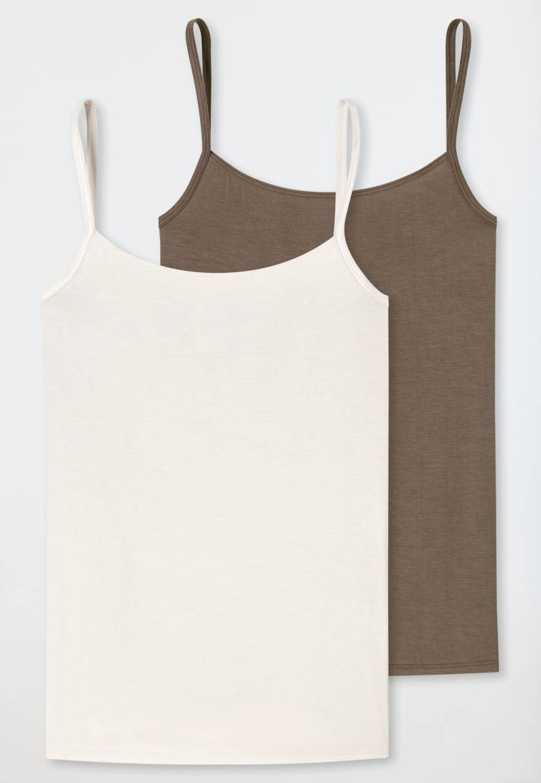 Schiesser Spaghettitops 2er-Pack beige/ taupe - Modal Essentials Sonderangebot