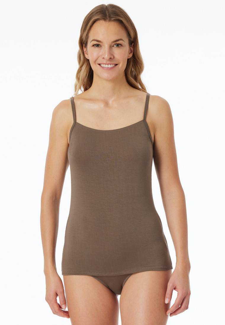 Schiesser Spaghettitops 2er-Pack beige/ taupe - Modal Essentials Sonderangebot