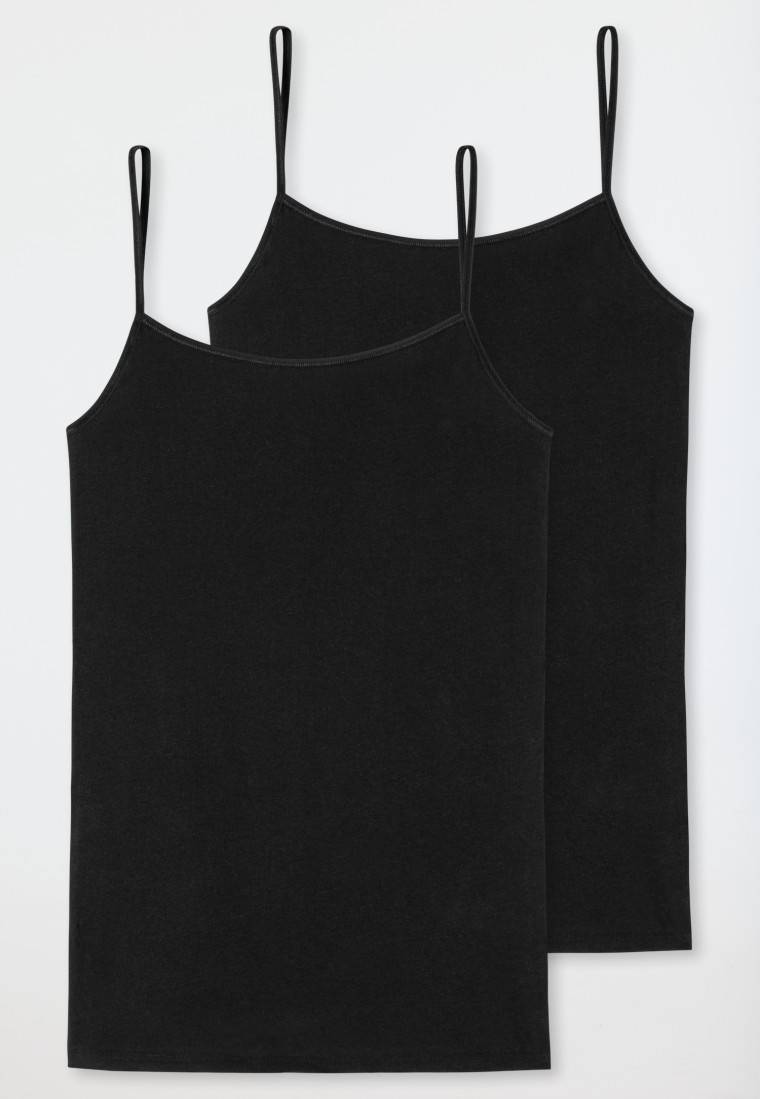 Schiesser Spaghetti-Top 2er-Pack Organic Cotton schwarz - 95/5 Großer Ausverkauf