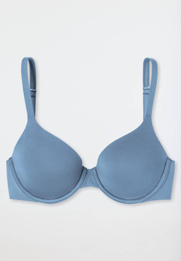 Schiesser Schalen-BH mit Bügel und gleitenden Cups blaugrau - Unique Micro Auslauf