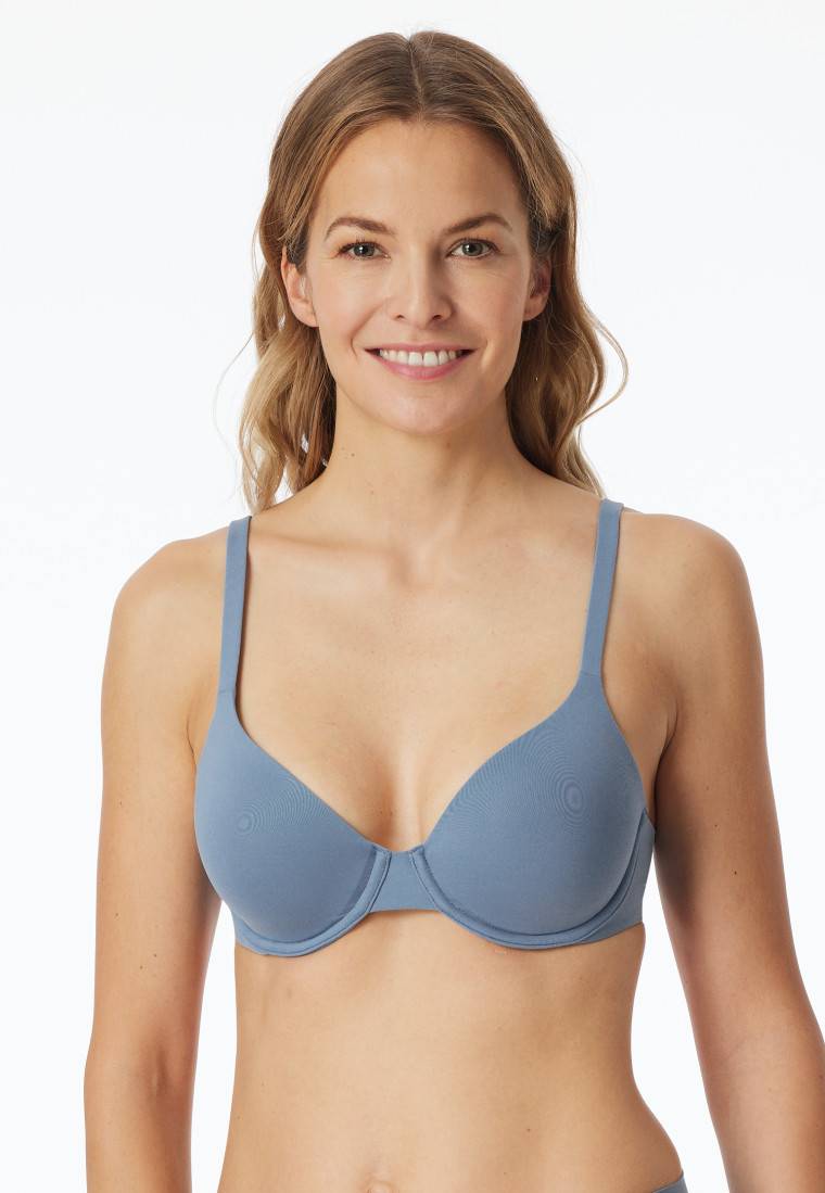 Schiesser Schalen-BH mit Bügel und gleitenden Cups blaugrau - Unique Micro Auslauf