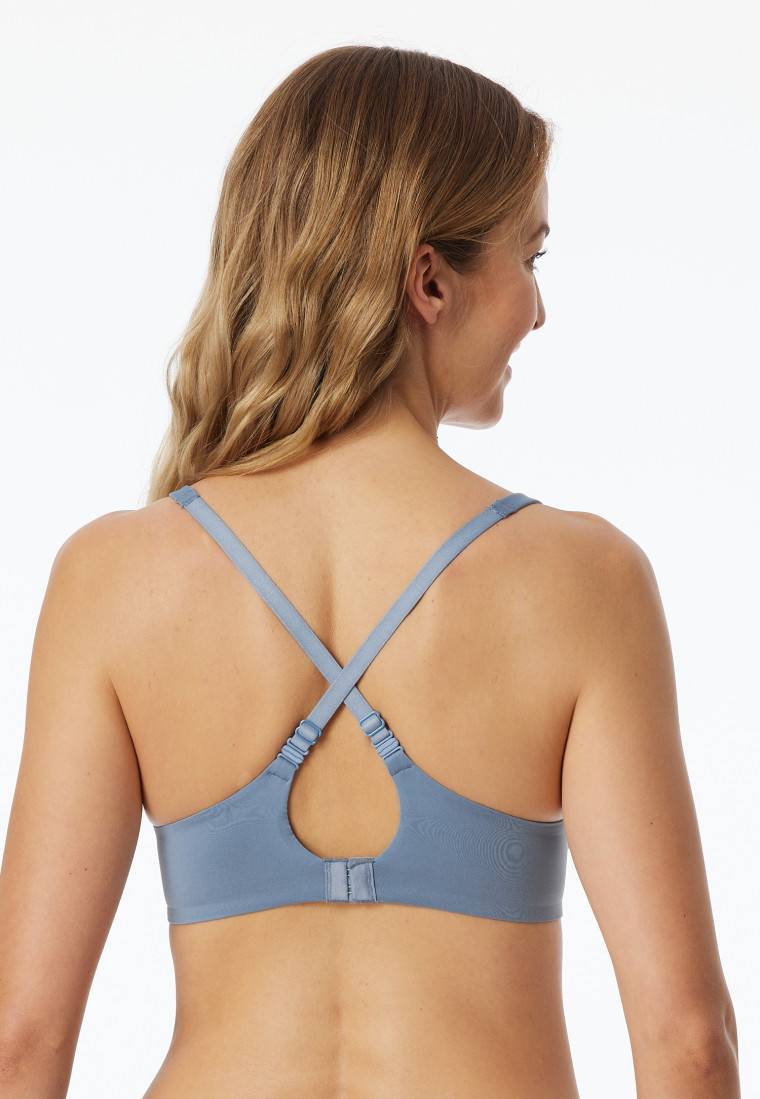 Schiesser Schalen-BH mit Bügel und gleitenden Cups blaugrau - Unique Micro Auslauf