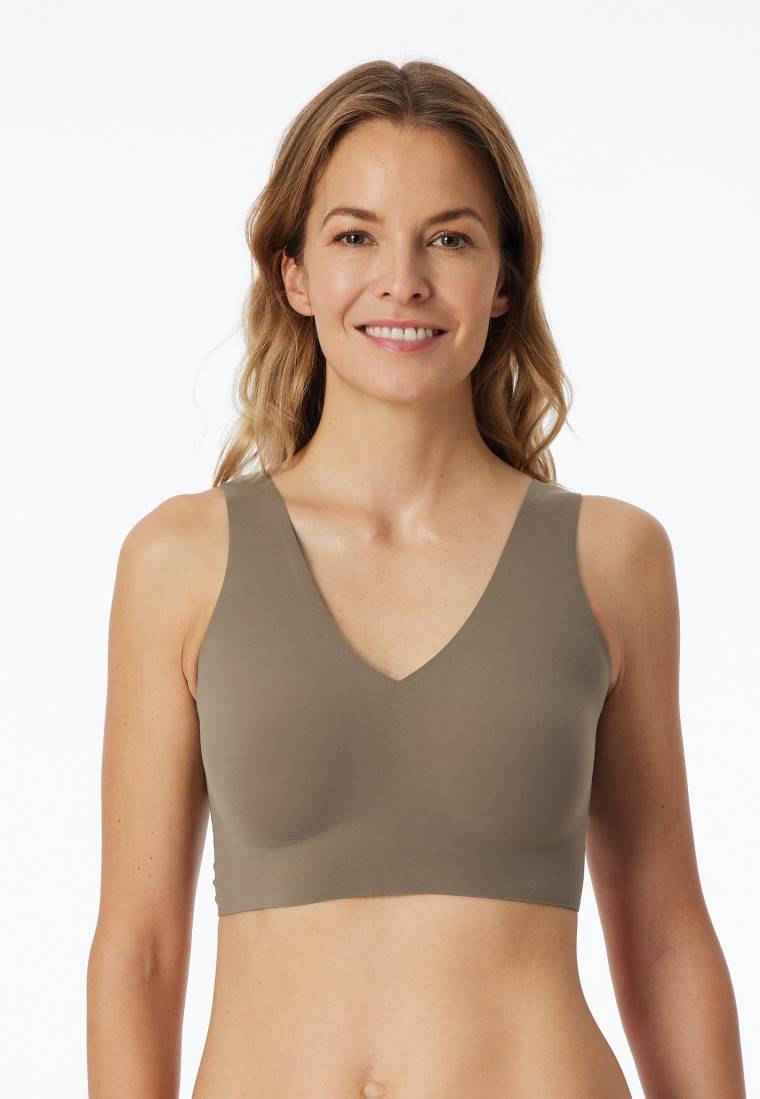 Schiesser Bustier Mikrofaser herausnehmbare Pads taupe - Invisible Soft Flash Sale