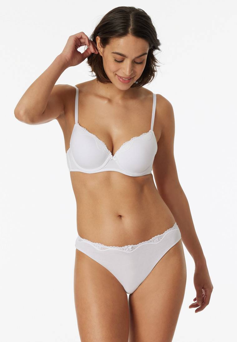 Schiesser Bügel-BH mit Schale und Spitze weiß - Pure Cotton Lagerräumung