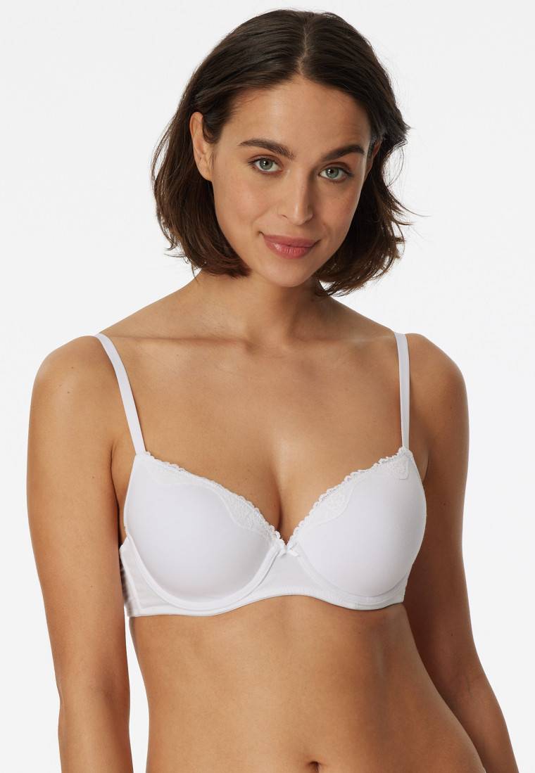 Schiesser Bügel-BH mit Schale und Spitze weiß - Pure Cotton Lagerräumung