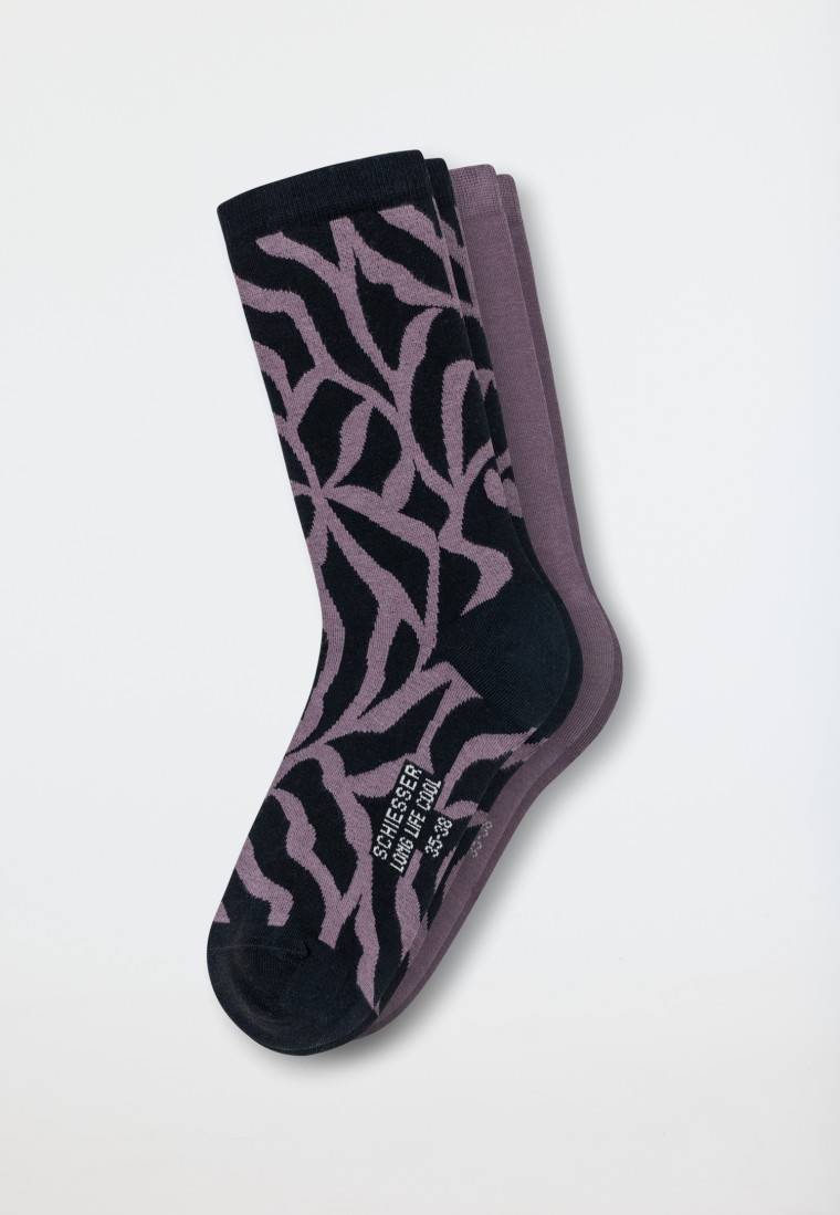 Schiesser Damensocken 2er-Pack unifarben/gemustert mehrfarbig - Long Life Cool Kauf eins, bekomm eins gratis