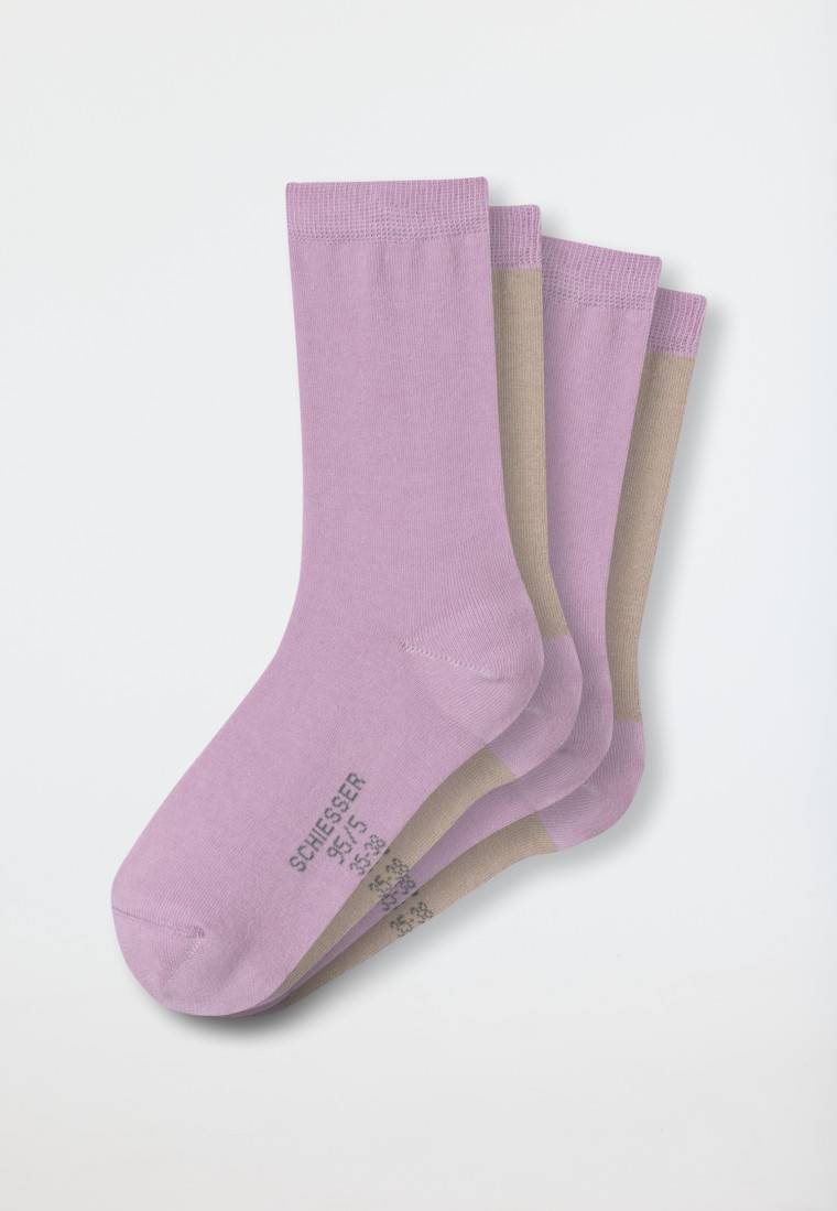 Schiesser Damensocken 2er-Pack Organic Cotton Colour Blocking rosa/nude - 95/5 Letzte 3 Tage