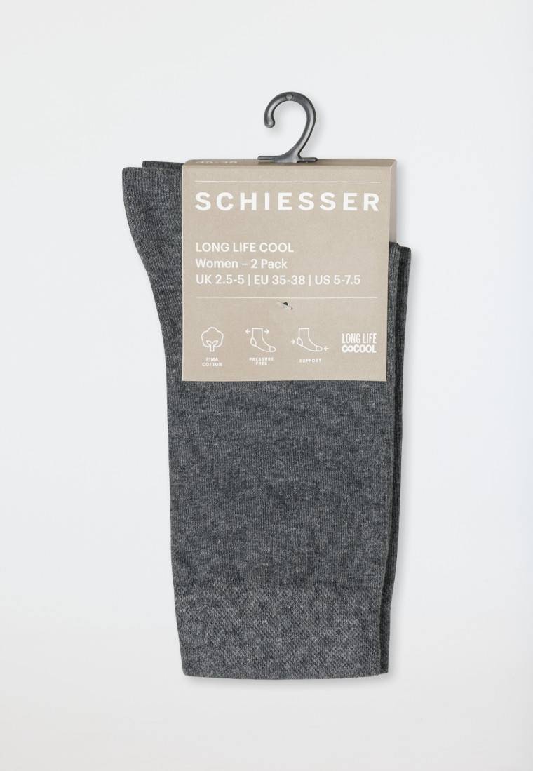 Schiesser Damensocken 2er-Pack anthrazit meliert - Long Life Cool Neueste Stile