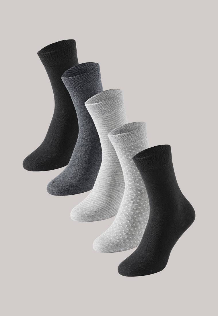 Schiesser Damensocken 5er-Pack stay fresh gemustert graumelange-schwarz - Bluebird Bis zu 50% Rabatt