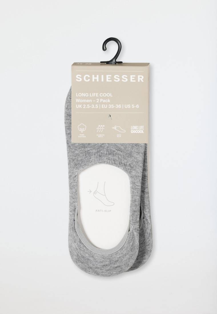 Schiesser Inshoe-Damensocken 2er-Pack silbergrau meliert - Long Life Cool Sonderangebot der Fabrik