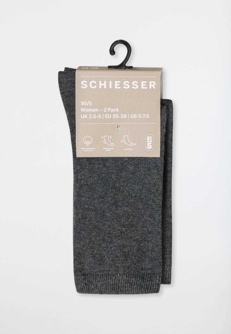 Schiesser Damensocken 2er-Pack Organic Cotton grau-meliert - 95/5 Vierteljährliche Förderung