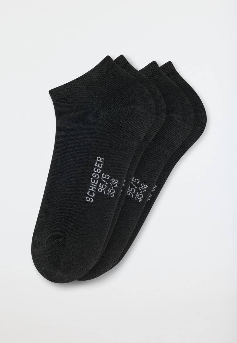 Schiesser Damensneaker 2er-Pack Organic Cotton schwarz - 95/5 Super Rabatt