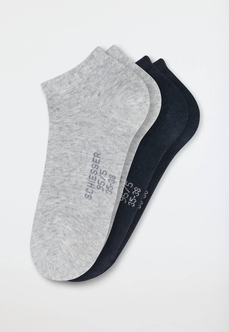 Schiesser Damensneaker 2er-Pack Organic Cotton grau-meliert/schwarz - 95/5 Riesige Rabatte