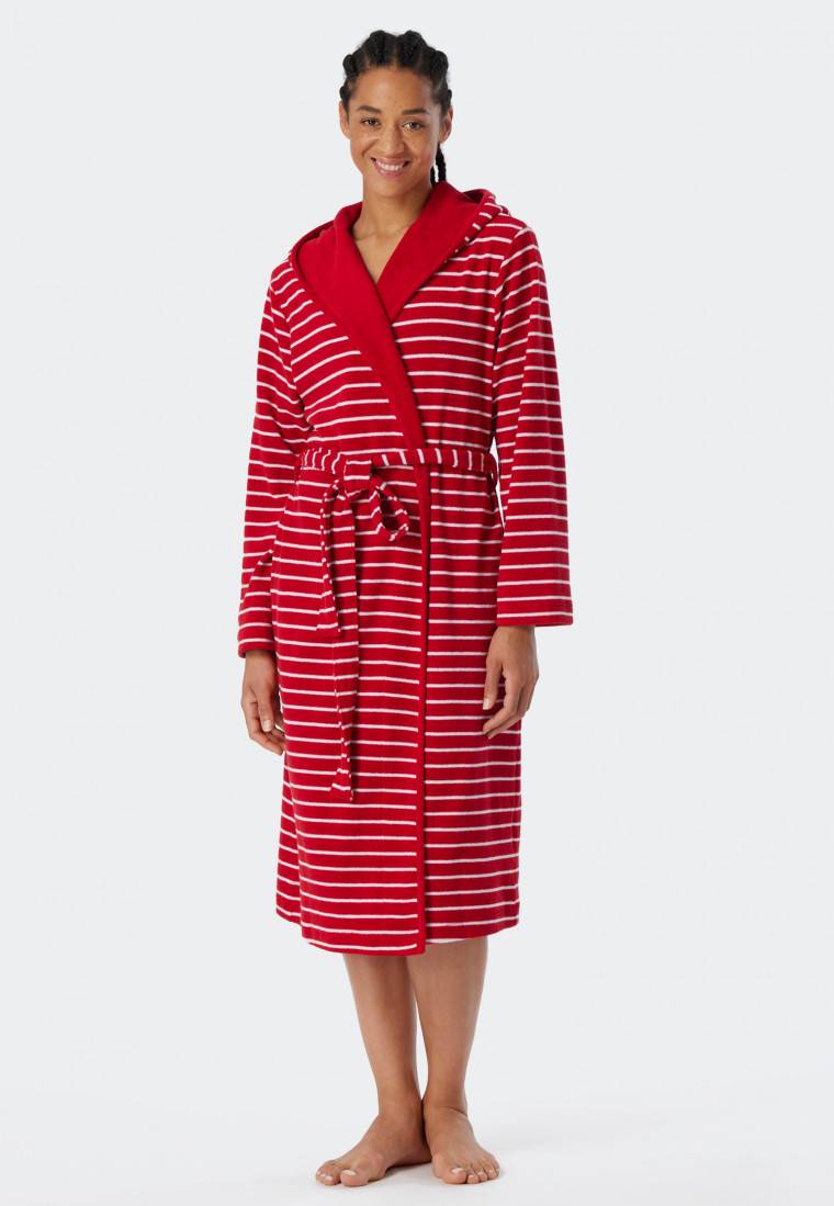Schiesser Bademantel Leichtfrottee rot gestreift - Feather Terry Speichern exportieren