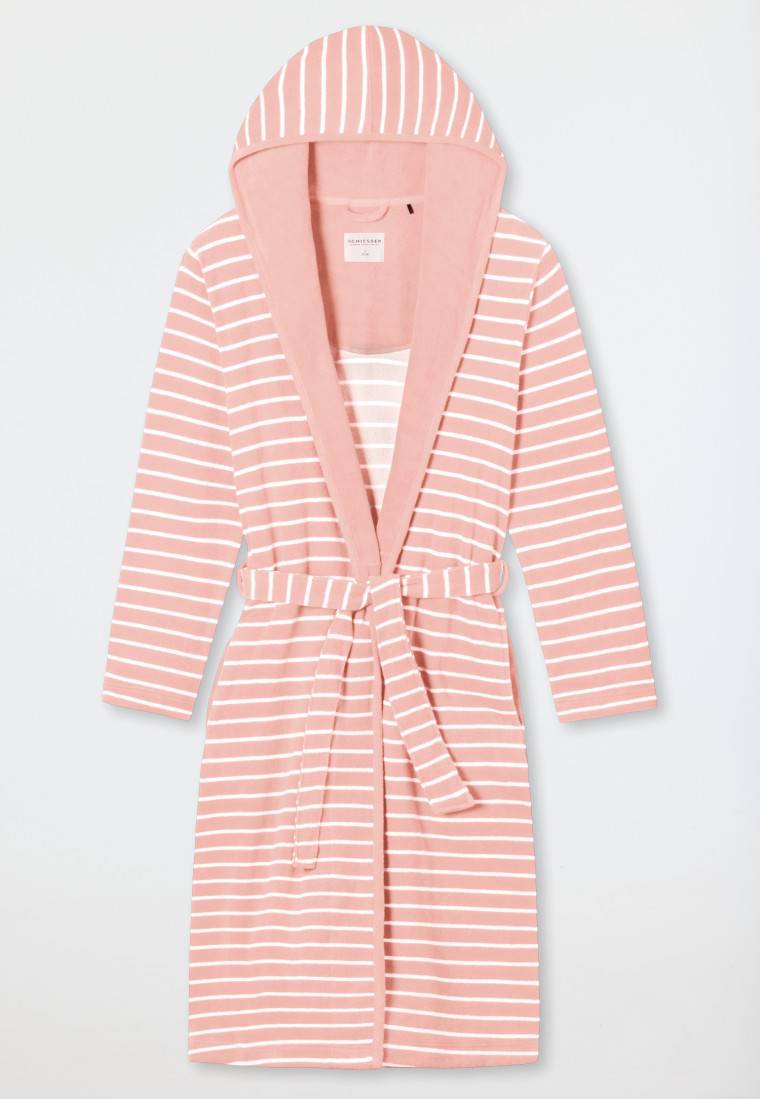 Schiesser Bademantel Leichtfrottee rosé gestreift - Feather Terry Black Friday Preise