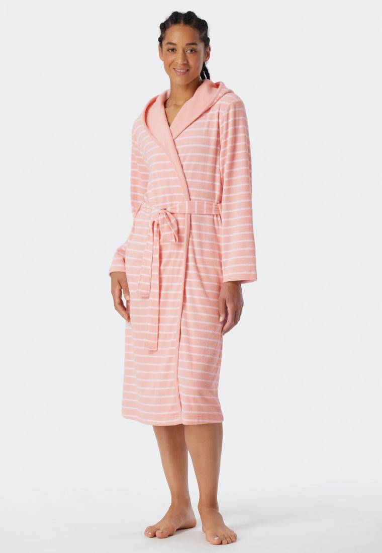 Schiesser Bademantel Leichtfrottee rosé gestreift - Feather Terry Black Friday Preise