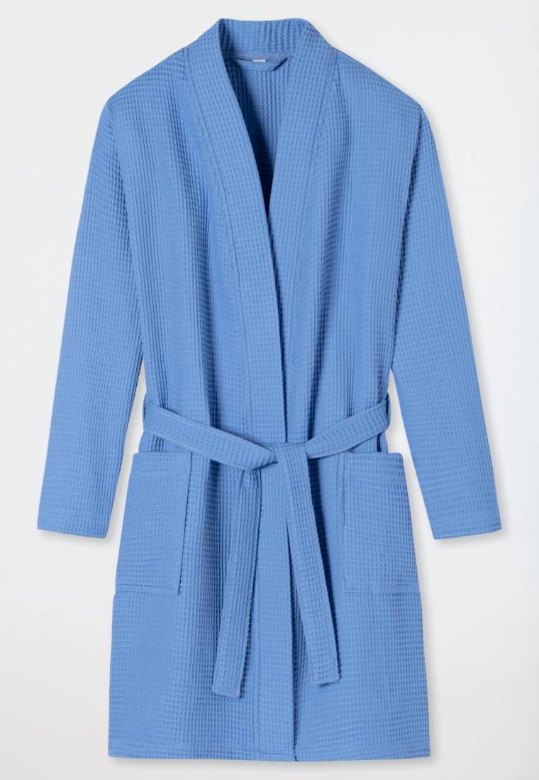 Schiesser Bademantel Waffelpiqué blau - Essentials Verkauf