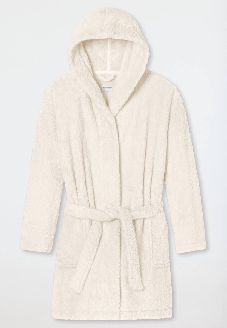 Schiesser Morgenmantel Teddy-Fleece Comfort-Fit off-white - Essentials Schlussverkauf