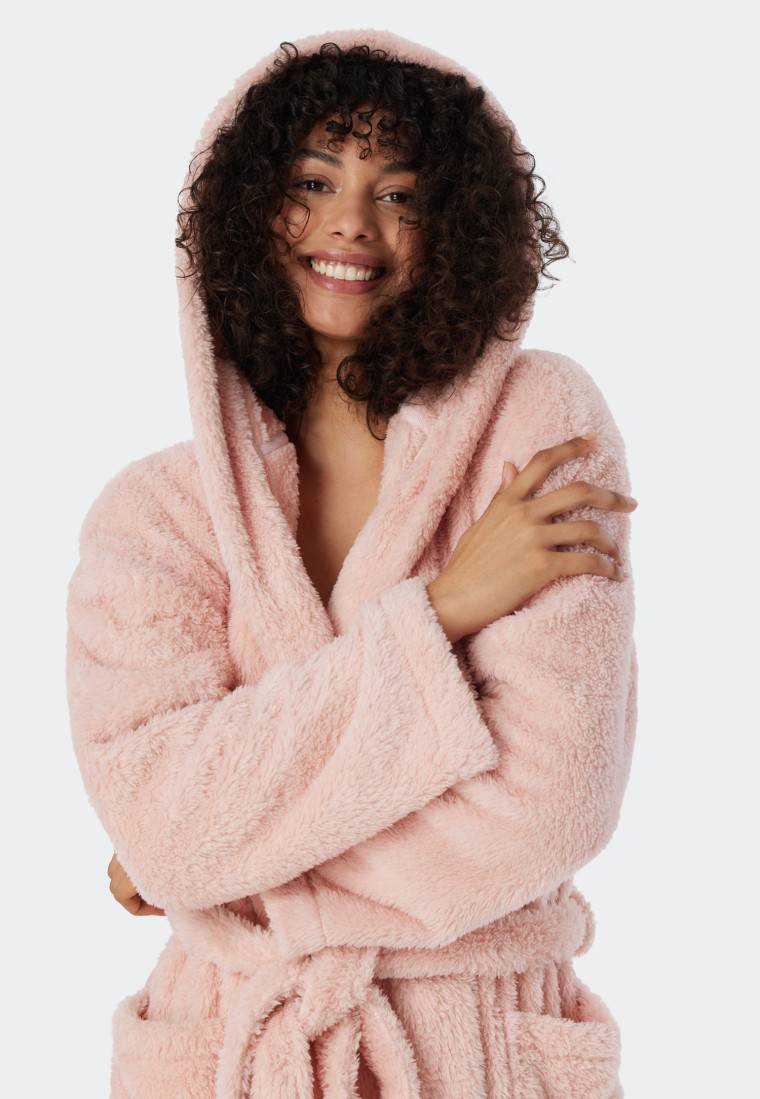 Schiesser Morgenmantel Teddy-Fleece Comfort-Fit rosé - Essentials Günstiger Verkauf