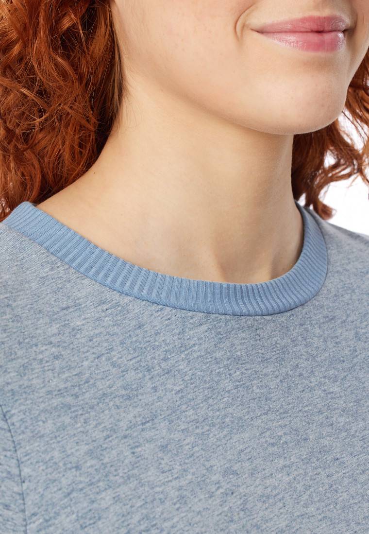Schiesser Schlafanzug lang Bio-Baumwolle jeansblau-meliert - Casual Nightwear Rabatt