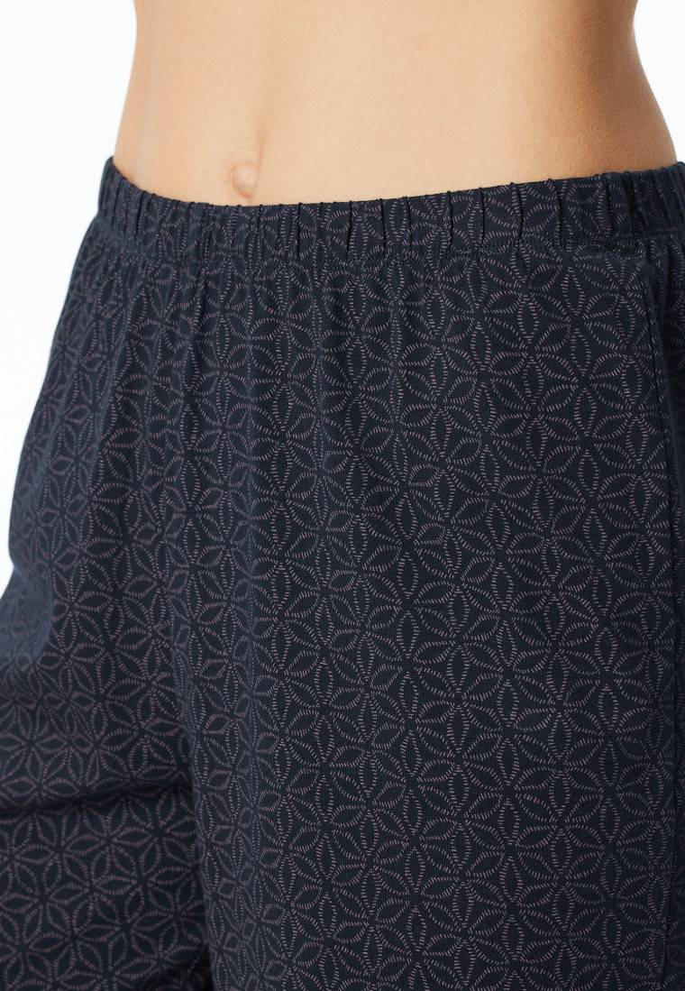 Schiesser Schlafanzug lang Bündchen nachtblau gemustert - Comfort Essentials Günstig kaufen