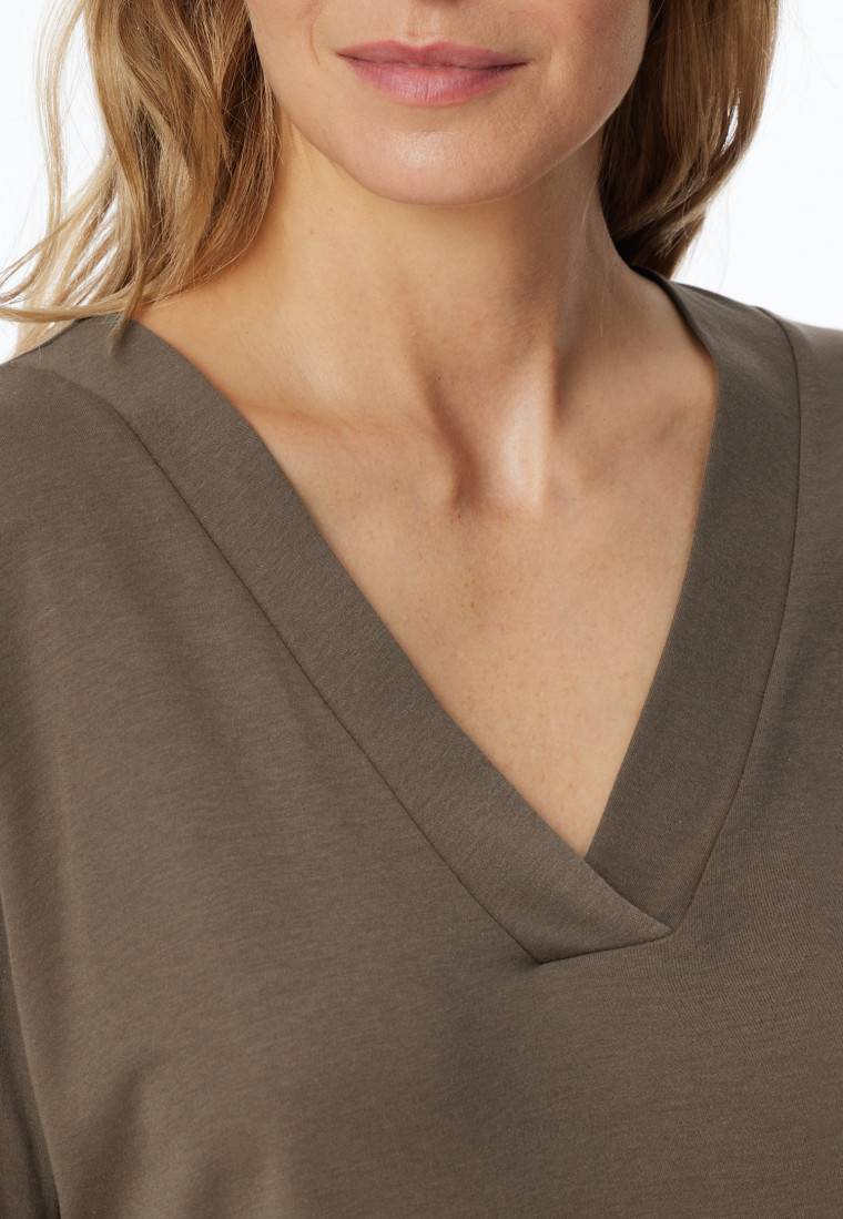 Schiesser Schlafanzug lang Interlock taupe bedruckt - Modern Nightwear Versandkostenfrei