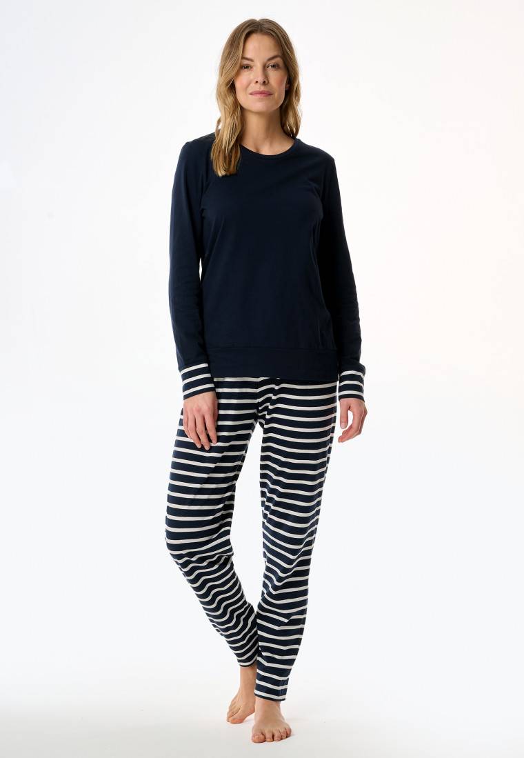 Schiesser Schlafanzug lang nachtblau - Casual Essentials Begrenztes Angebot