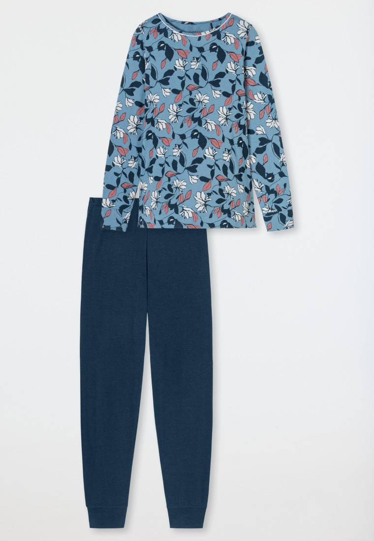 Schiesser Schlafanzug lang Bündchen Blumen multicolor - Comfort Nightwear Cyber Monday