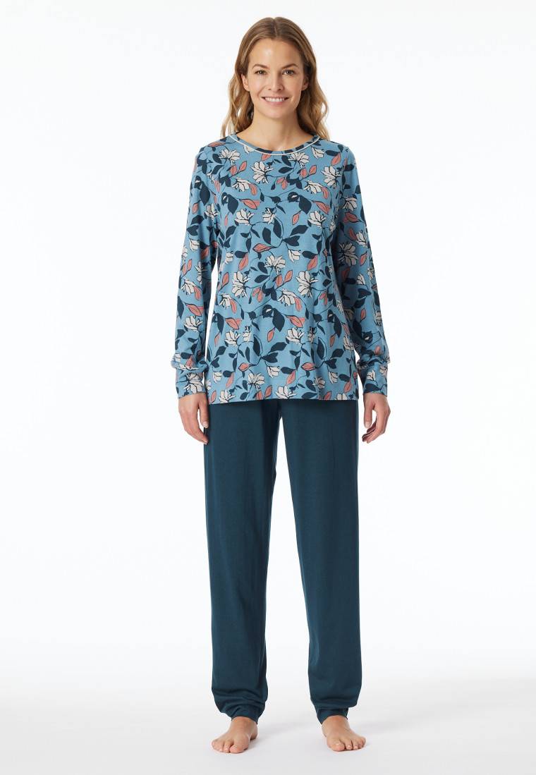 Schiesser Schlafanzug lang Bündchen Blumen multicolor - Comfort Nightwear Cyber Monday