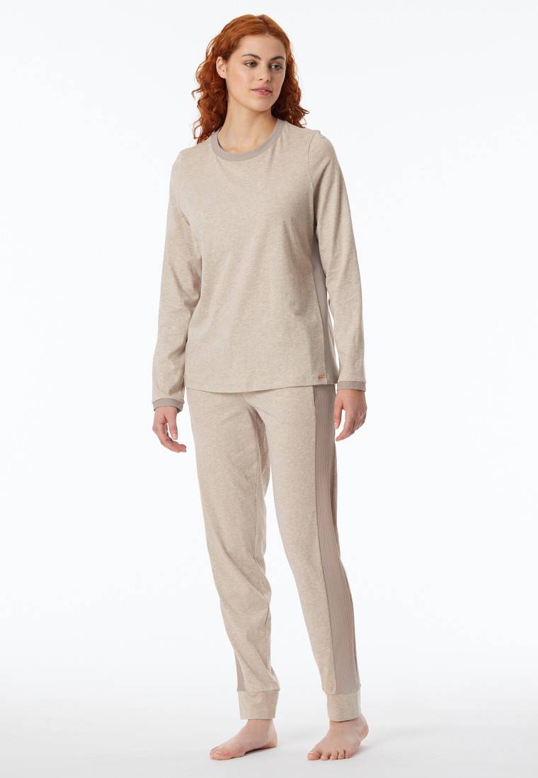 Schiesser Schlafanzug lang Bio-Baumwolle natur - Casual Nightwear Jubiläumsangebot