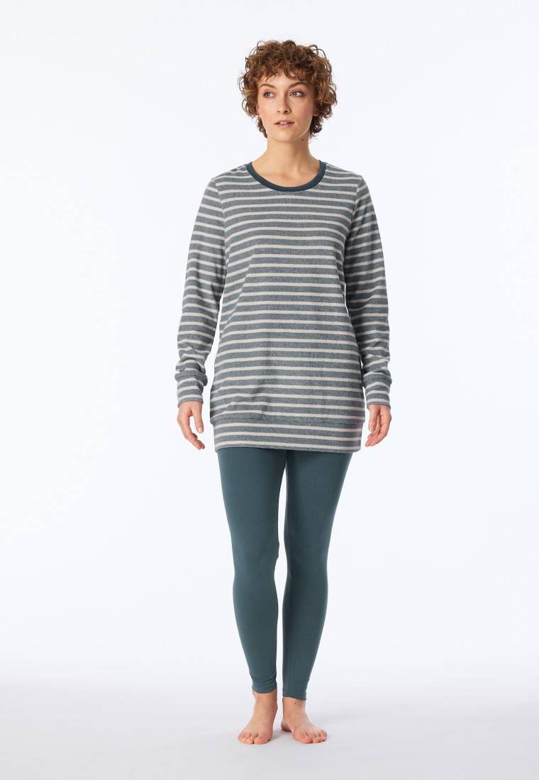 Schiesser Schlafanzug lang Ringel Leggings jeansblau - Casual Essentials Heißer Verkauf