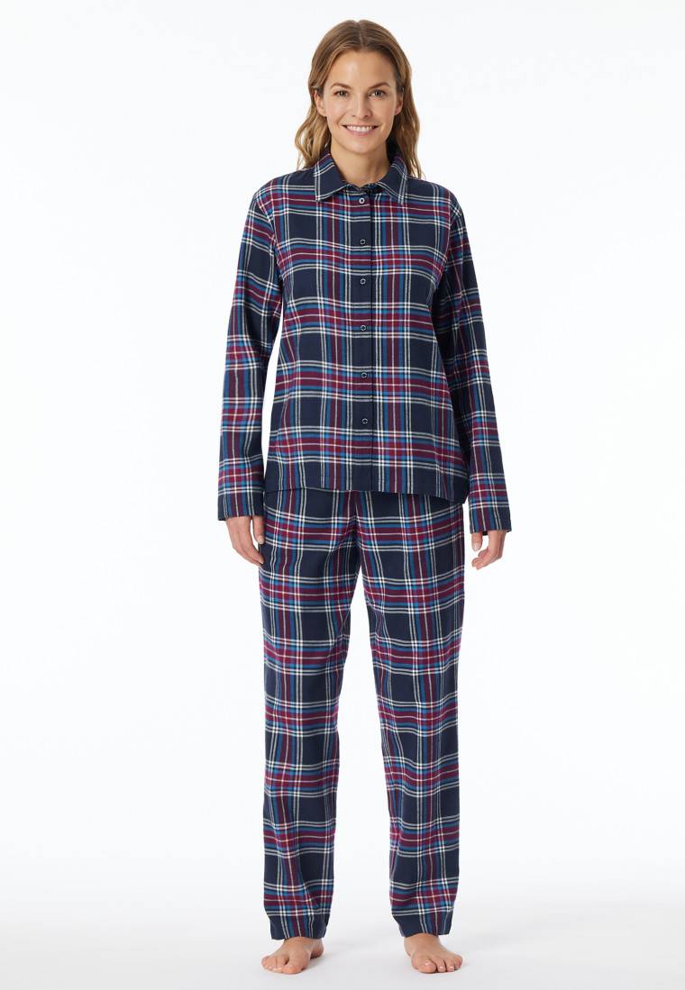 Schiesser Pyjama lang Webware nachtblau kariert - X-Mas Family Neueste Mode