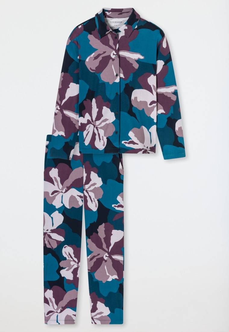 Schiesser Pyjama Interlock multicolor bedruckt - Modern Nightwear Zeitlich begrenztes Angebot