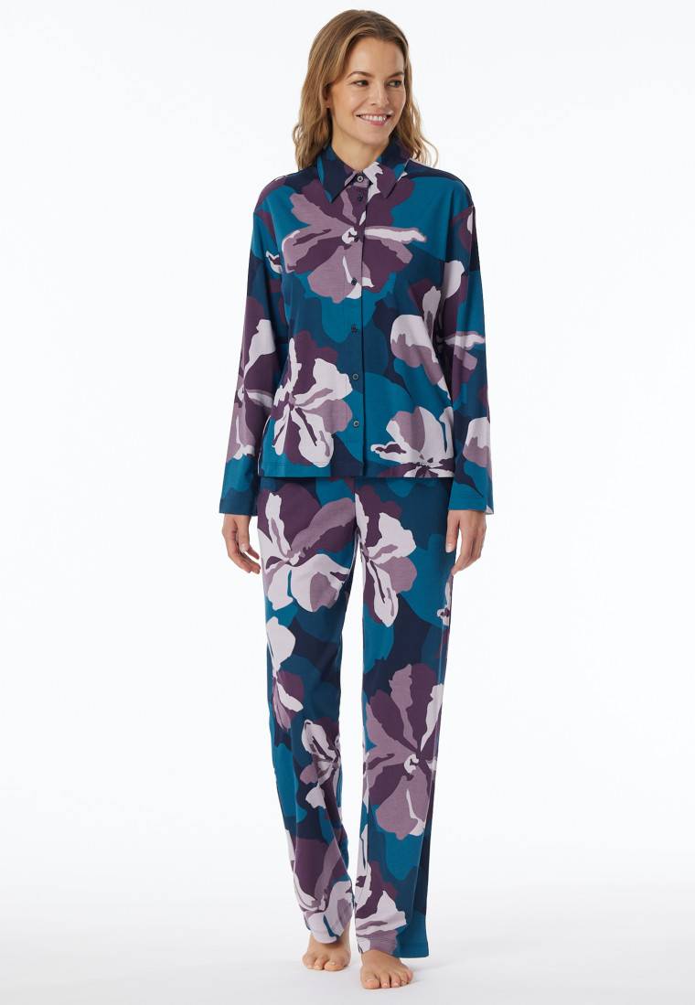 Schiesser Pyjama Interlock multicolor bedruckt - Modern Nightwear Zeitlich begrenztes Angebot