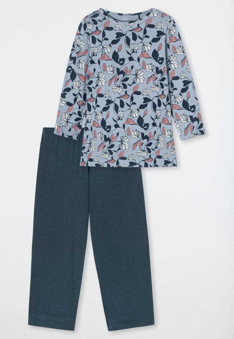 Schiesser Schlafanzug 3/4-lang blaugrau gemustert - Comfort Nightwear Blitzangebot