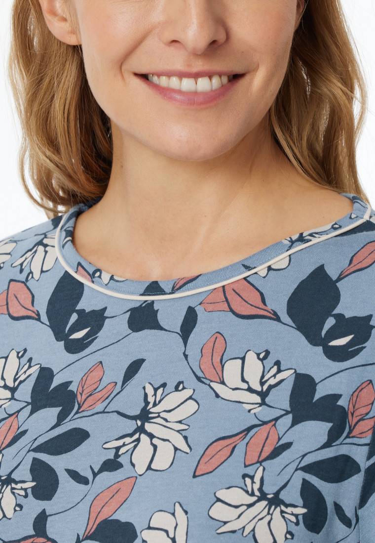 Schiesser Schlafanzug 3/4-lang blaugrau gemustert - Comfort Nightwear Blitzangebot