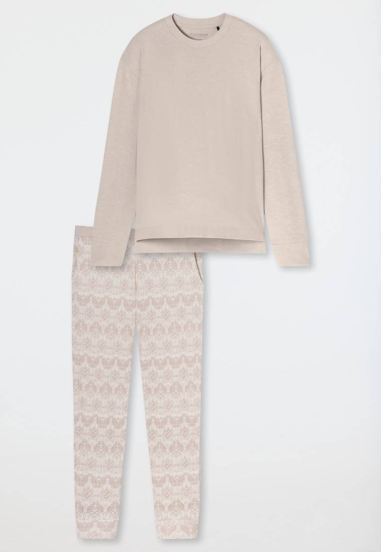 Schiesser Schlafanzug lang wärmend Bündchen beige - Selected Premium Warming Große Rabatte