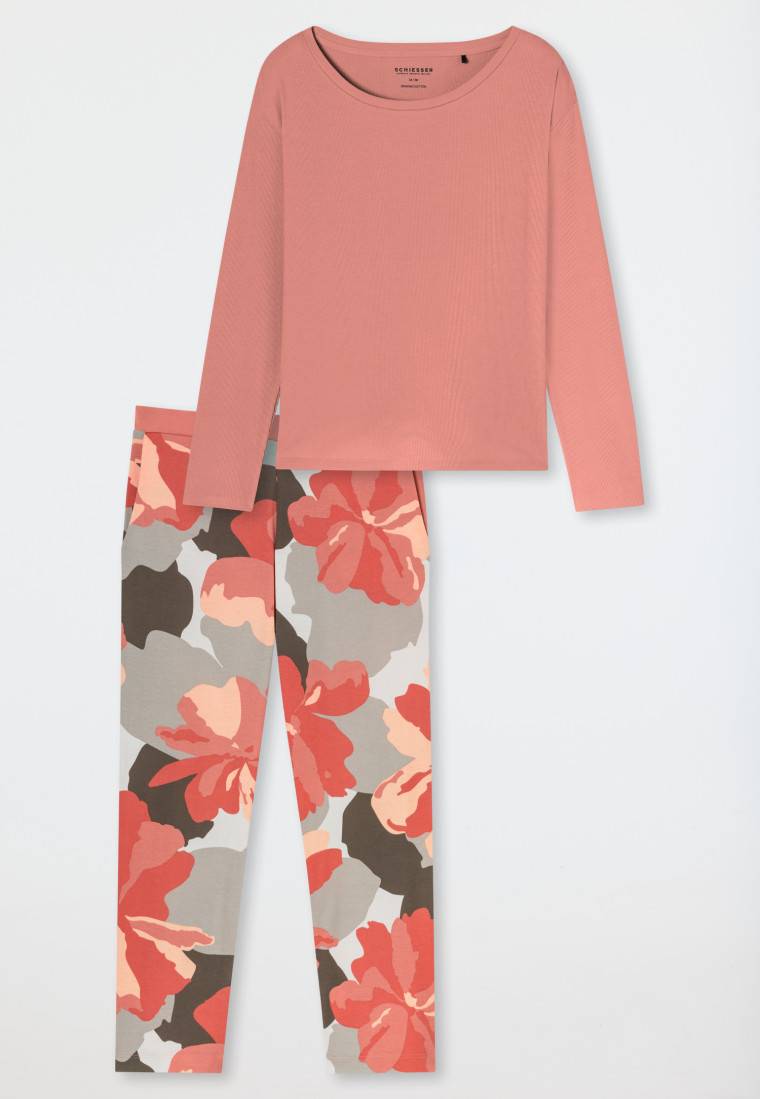 Schiesser Schlafanzug 7/8 Doppelripp papaya - Modern Nightwear Bestseller