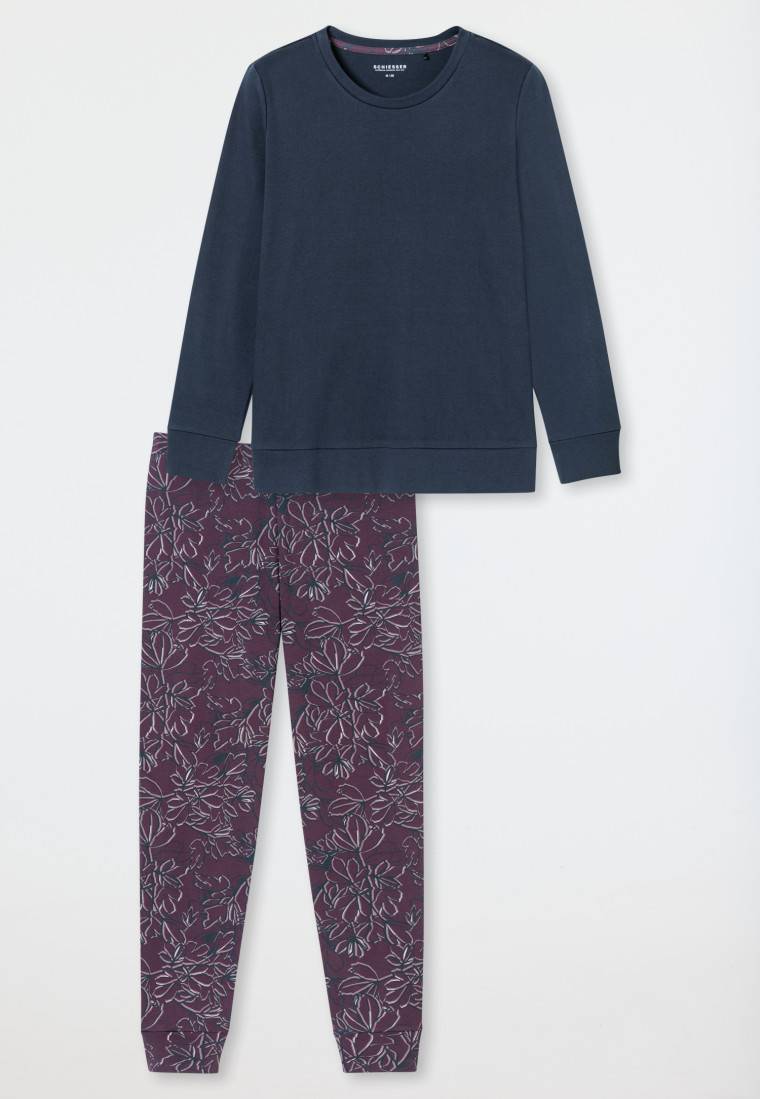 Schiesser Schlafanzug lang multicolor bedruckt - Comfort Interlock Räumungsverkauf