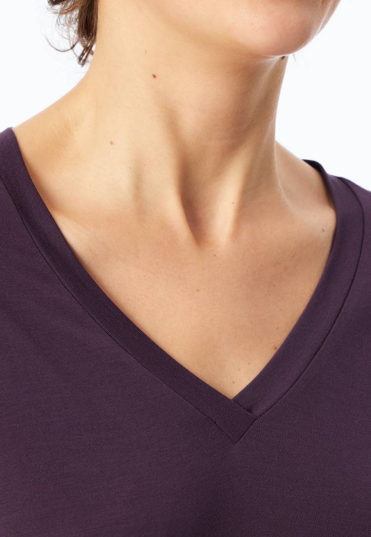 Schiesser Schlafanzug lang pflaume bedruckt - selected! premium Riesige Ersparnisse