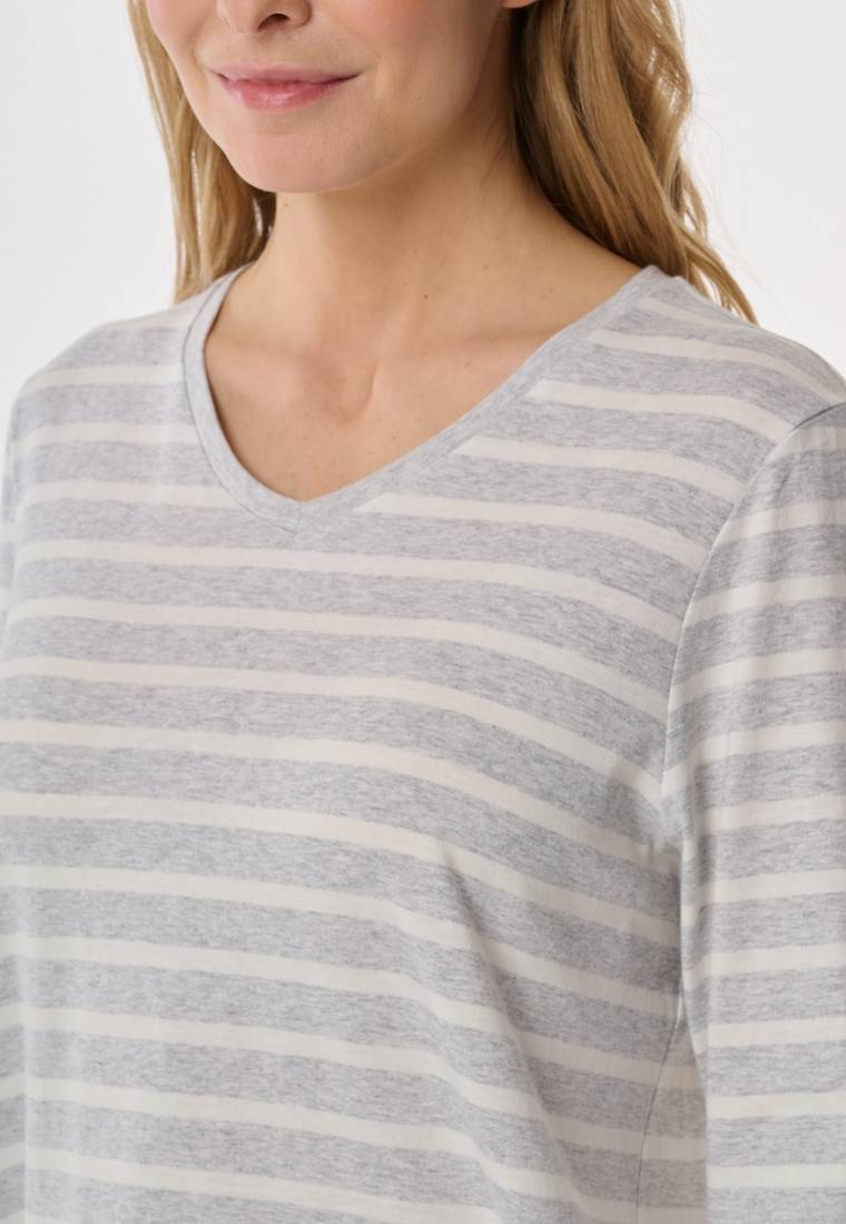Schiesser Schlafanzug lang silbergrau meliert - Casual Essentials Kostenlose Rückgabe