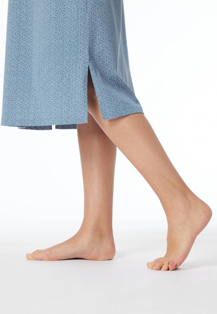Schiesser Nachthemd langarm blaugrau gemustert - Comfort Essentials JETZT KAUFEN