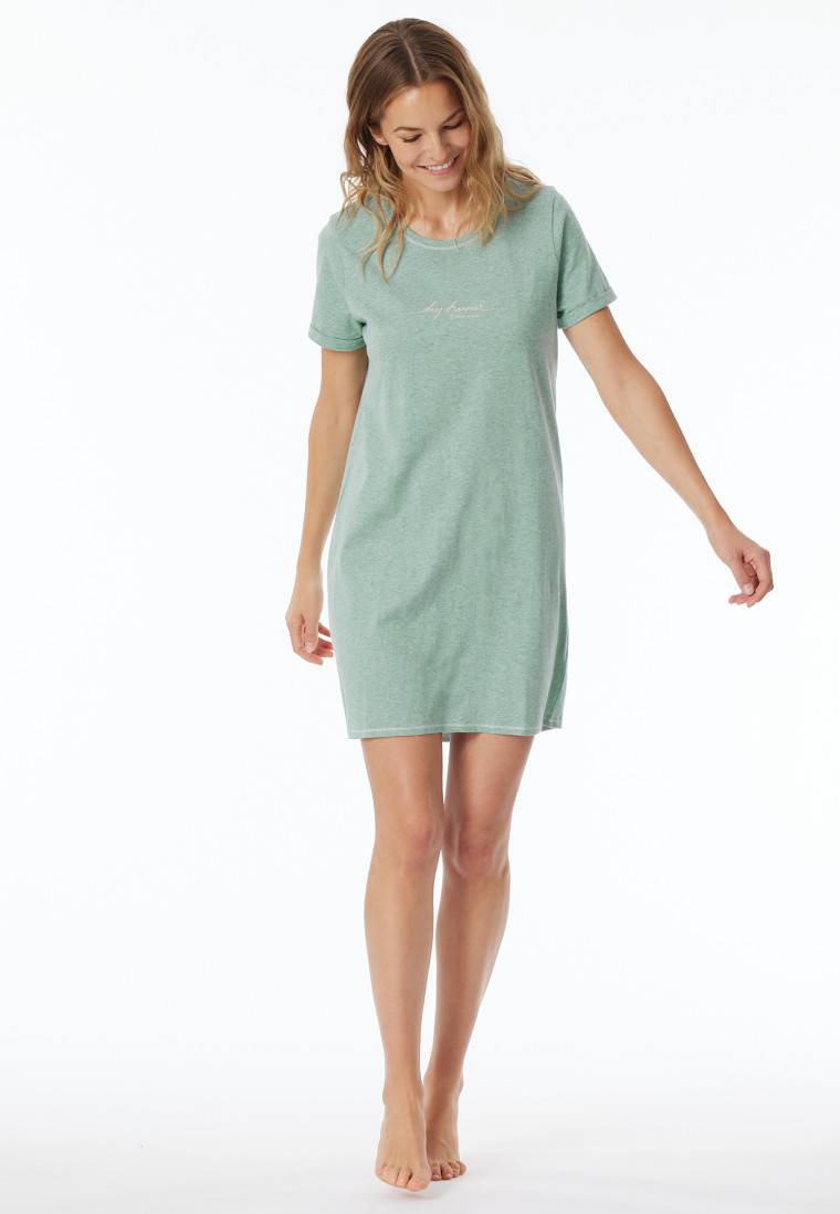 Schiesser Sleepshirt kurzarm Print grün meliert - Casual Essentials Neueste Stile