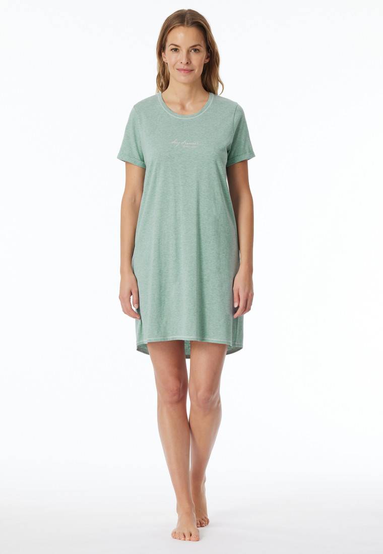 Schiesser Sleepshirt kurzarm Print grün meliert - Casual Essentials Neueste Stile