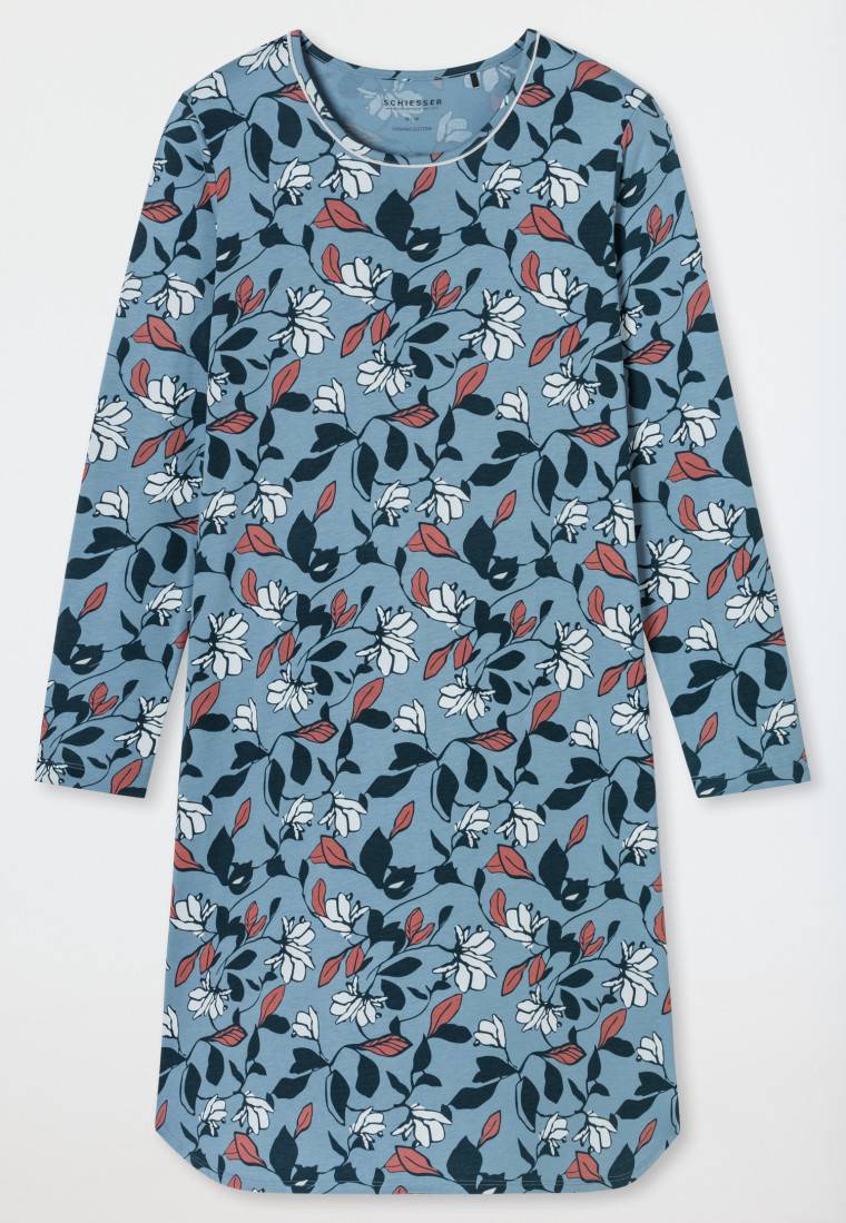 Schiesser Nachthemd langarm Blumen mehrfarbig bedruckt - Comfort Nightwear Letzte 2 Tage