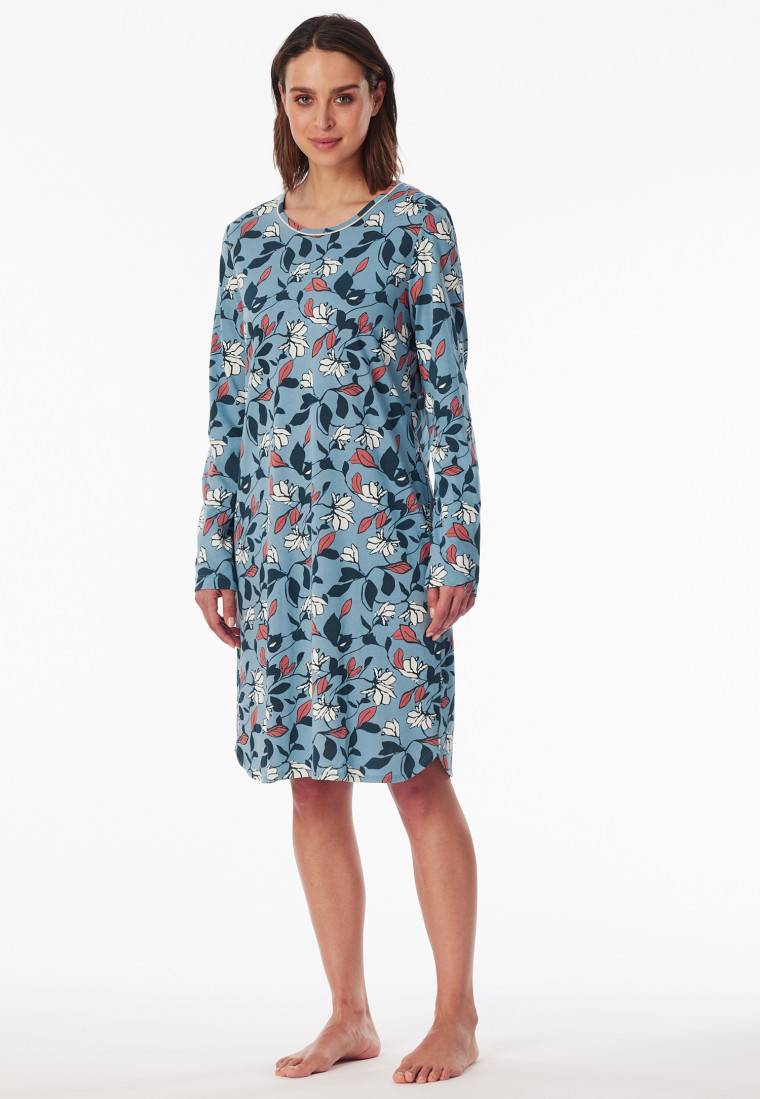 Schiesser Nachthemd langarm Blumen mehrfarbig bedruckt - Comfort Nightwear Letzte 2 Tage