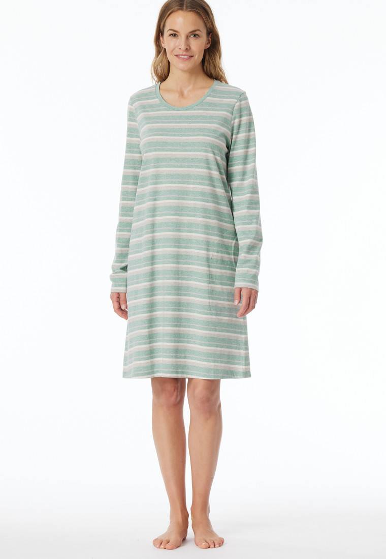 Schiesser Nachthemd langarm Ringel grün-meliert - Casual Essentials Zeitbegrenzte Promotion