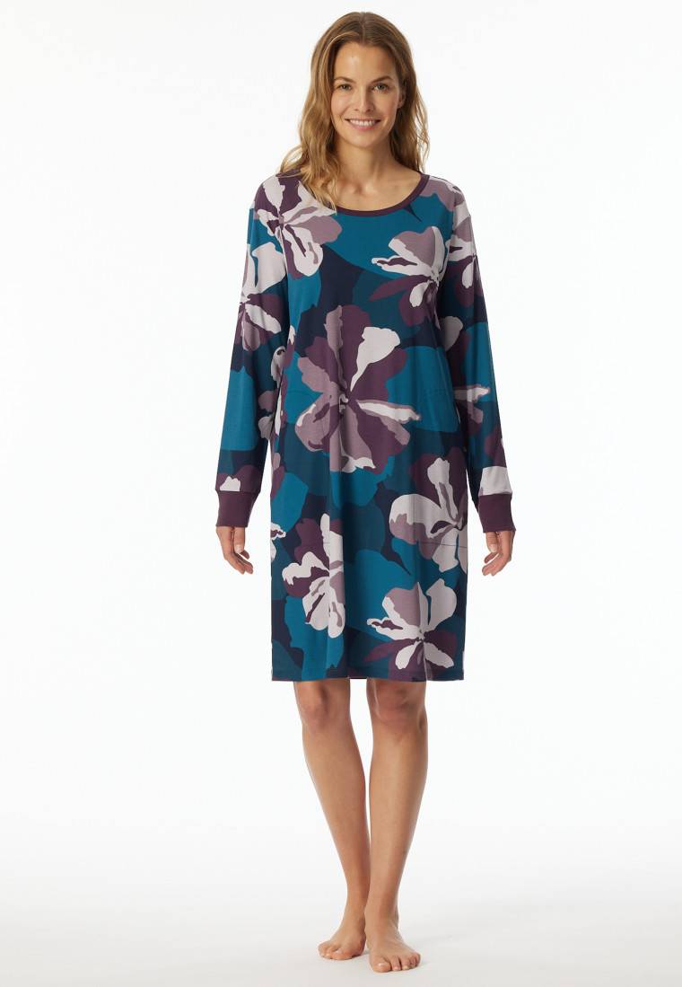 Schiesser Nachthemd langarm Interlock multicolor bedruckt - Modern Nightwear Bis zu 65% Rabatt